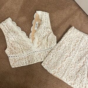 White Lace Short Set Size Small